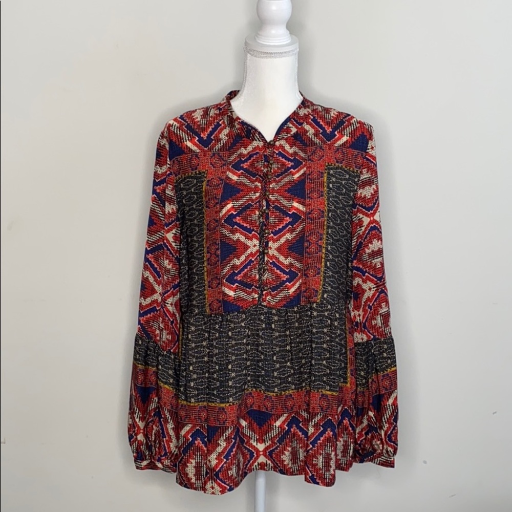 EUC Konrac +Joseph Silk Anthro Pattern Top L